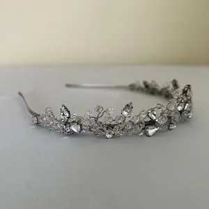 Silver Tone Crystal Rhinestone Bridal Tiara Headpiece Wedding Malis-Henderson Silver Crystal Rhinestone Bridal Tiara Headpiece Wedding  main image 2